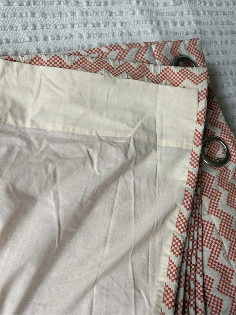 Crate & Barrel Reilly Chevron Curtain Panel Set of 2 Orange Beige 50 x 90 in